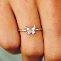Silver Butterfly in Flight Ring