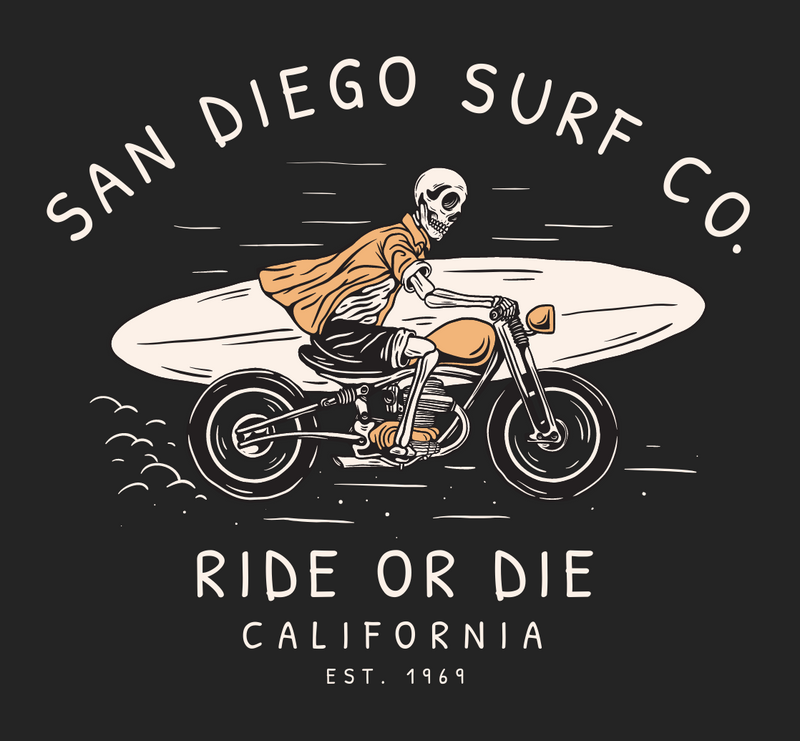 Ride or Die San Diego Surf Co T-shirt