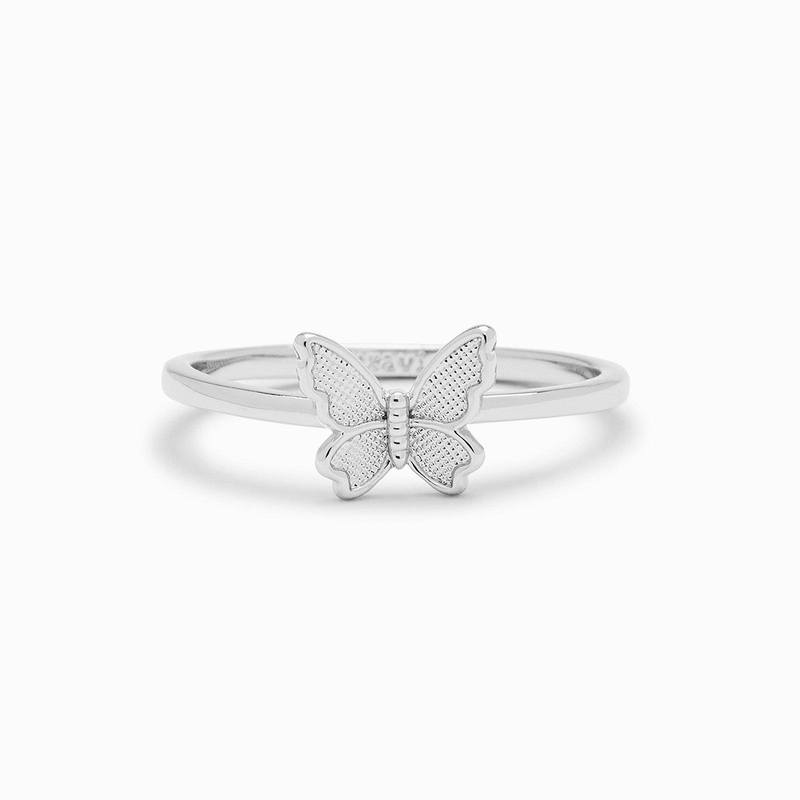 Silver Butterfly in Flight Ring